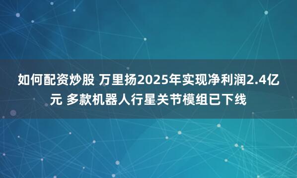 如何配资炒股 万里扬2025年实现净利润2.4亿元 多款机器人行星关节模组已下线